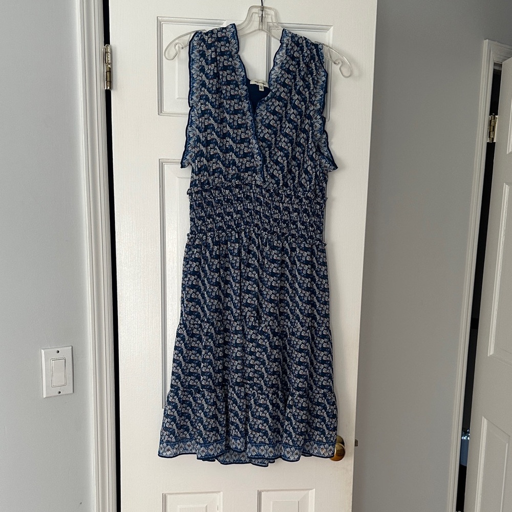 Max Studio Navy and White Midi Dress